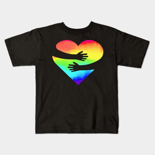 Pride hugs Kids T-Shirt by clingcling